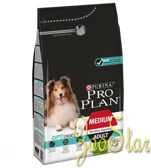 Pro Plan корм для взрослых собак средних пород, при чувствительном пищеварении, с ягненком и рисом 17 кг (14+3)