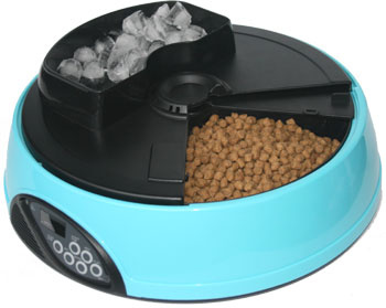 Feedex Автокормушка на 4кормления для сухого корма и консерв с емкостью для льда Голубая PF1B 1,95 кг 14045.гол