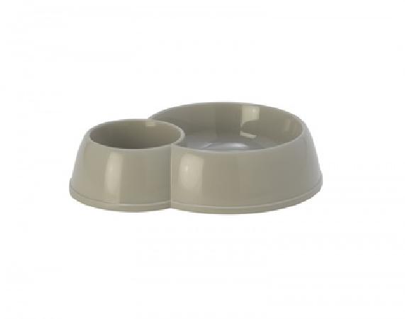 Moderna ВИА Миска двойная пластиковая Eco duplex, 170+450мл, теплый серый (double feeding bowl cats) MOD-C153-330., 0,1 кг, 24675.сер2