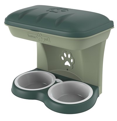 BAMA PET миска для собак настенная двойная 1600 мл 48х27х42h см, зеленая, 200300100560