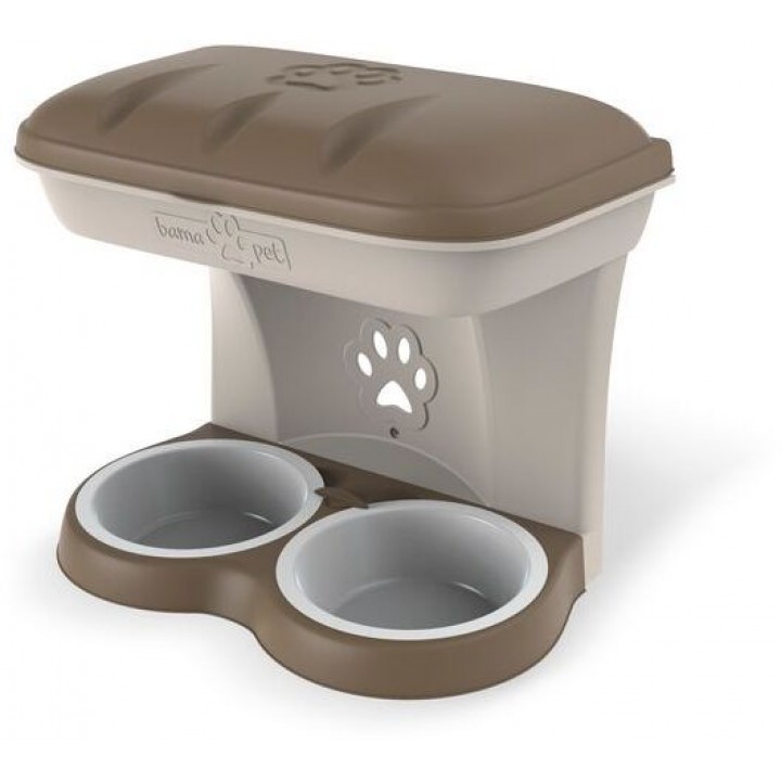 BAMA PET миска для собак настенная двойная MAXI 2200 мл 50х29х52h см, бежевая 