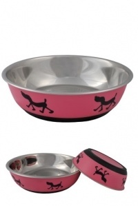 Papillon Миска с нескользящим покрытием Dinner time розовая, 13 см, 0.875 л (Non skid bowl printed dog colour pink 0,875 l) 175318, 0,090 кг