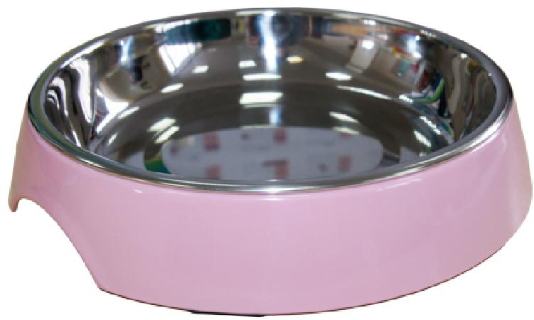 SuperDesign миска на меламиновой подставке для кошек широкая 250 мл, розовая пудра, 16057