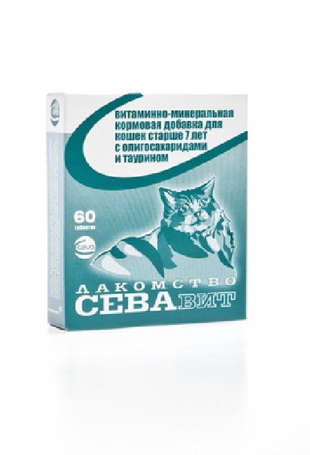 Ceva ВИА Севавит витаминно-минеральная кормовая добавка для кошек старше 7 лет с олигосахаридами и таурином 60таб 36179, 0,100 кг, 38434