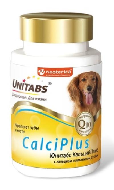 Unitabs КальцийПлюс витамины с Q10 для собак для укрепления зубов и костей 100таб U204 0,180 кг 34639