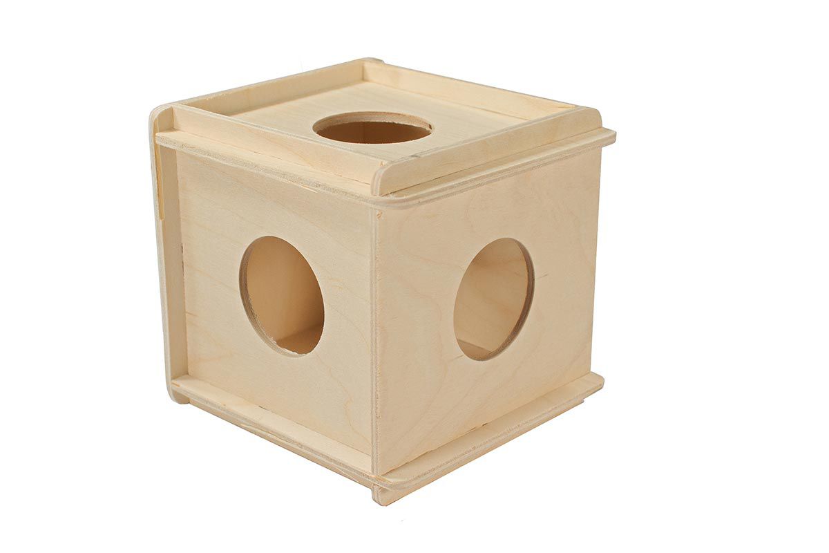 Домик для грызунов Кубик большой (100х100мм), деревянный