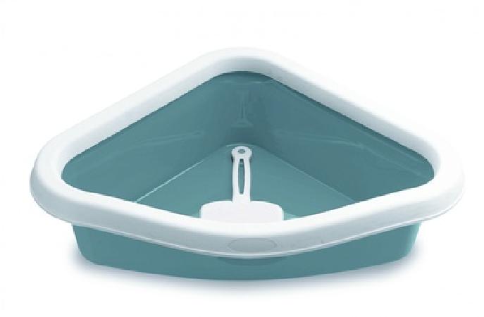 Stefanplast Туалет угловой Sprint Corner с рамкой и совочком синий 40*56*14см (TOILETTE SPRINT CORNER BLU ACCIAIOBIANCO) 96612 0,602 кг 48705