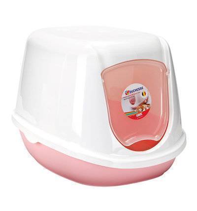 Beeztees Туалет-домик для котят бело-розовый закрытый для кошек белый 44x35x32 см