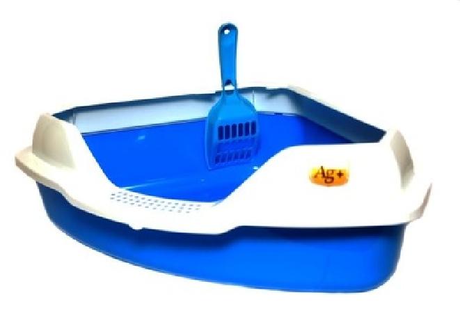 Homecat Туалет угловой голубой с бортиком в комплекте с совком (56х42х18) 65116 0,200 кг 37053