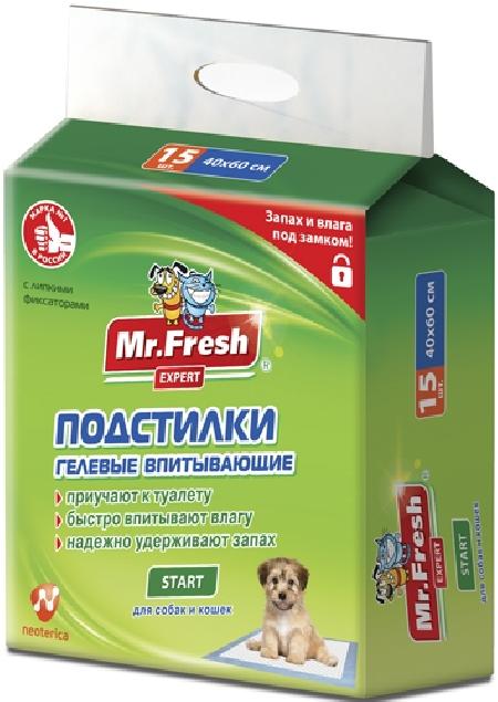 Mr.Fresh Подстилка-пеленка для кошек и собак Expert  Start впитывающая 40 см*60 см 15 шт. F504 0,3 кг 55864
