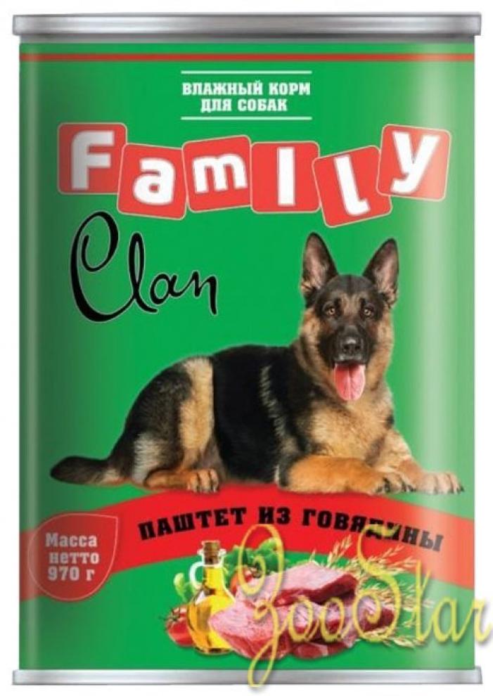 [130.1.623]  CLAN  FAMILY консервы для собак 970г говядина с гречкой 