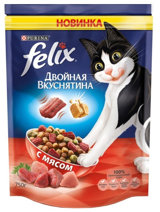 Felix (Феликс) Doubly Delicious мясо для кошек сухой корм 300 г 1/10, 12320970, 92364 