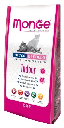 Monge Cat Indoor корм для кошек всех возрастов и пород, живущих в помещении, курица и рис 1,5 кг