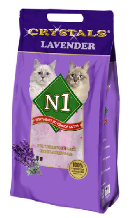 N1 Силикагелевый наполнитель Лаванда, 5л (Crystals Lavender): Фиолетовый | Crystals Lavender, 2 кг 