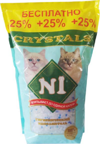 N1  Силикагелевый наполнитель (Crystals), 3 л   | Crystals, 1,21 кг 