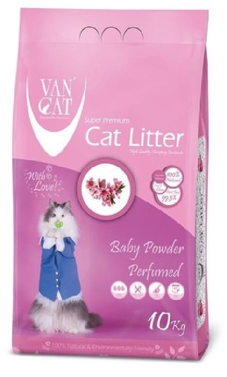 Van Cat Комкующийся наполнитель без пыли с ароматом Детской присыпки, пакет (Baby Powder), 10,000 кг