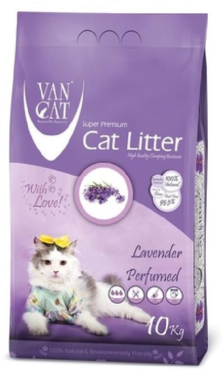 Van Cat Комкующийся наполнитель без пыли с ароматом Лаванды, пакет (Lavender), 10 кг 