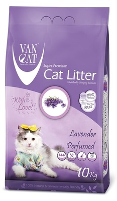 Van Cat Комкующийся наполнитель без пыли с ароматом Лаванды, пакет (Lavender), 5,000 кг, 20248, 20248