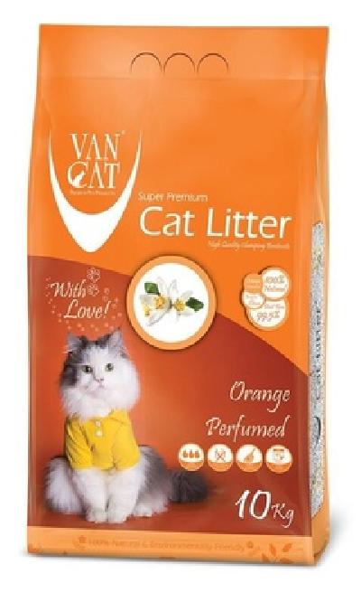 Van Cat Комкующийся наполнитель без пыли с ароматом Апельсина, пакет (Orange) | Orange, 10 кг 