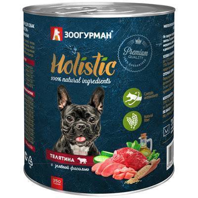 Зоогурман Консервы для собак Holistic телятина с зеленой фасолью 5978, 0,35 кг 