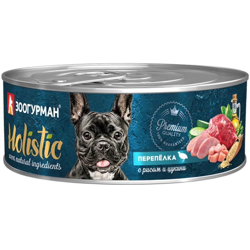 Зоогурман Консервы для собак Holistic перепёлка с рисом и цукини 6753, 0,1 кг 