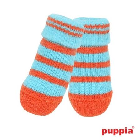 Puppia (снят с производства) Носочки для собак с полосками, бирюзовый, размер M (9 см х 3 см) (NITTY-GRITTY/AQUA/M) PAND-SO1176-AQ-M, 0,05 кг, 13343.бирюз