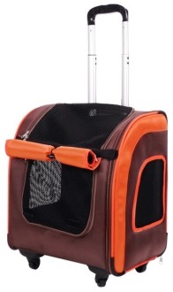 Ibiyaya сумка-тележка Liso прямоугольная 40х31х44 см, максимальный вес питомца 10 кг, коричневая/оранжевая
