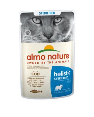 Almo Nature консервы Паучи для кастрированных кошек с треской (Holistic - Sterilised - with Code) 5290 | Functional Sterilised with Code, 0,07 кг 