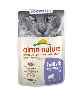 Almo Nature Паучи с рыбой для кошек для улучшения работы кишечника (Holistic - Digestive help - with Fish) 5294, 0,070 кг