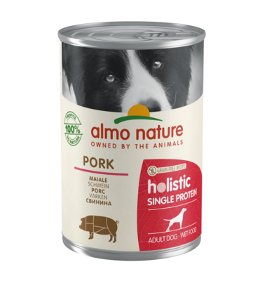 Almo Nature консервы Консервы для собак с чувствительным пищеварением (монобелковый рацион) с свининой (Holistic - Monoprotein - Pork) 196, 0,4 кг , 8400100636