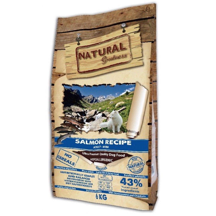 Natural Greatness корм для собак малых пород, гипоаллергенный, чувствительное пищеварение, лосось 6 кг, 7200100638
