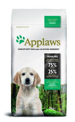 Applaws Беззерновой для Щенков малых и средних пород Курицаовощи: 7525проц. (Dry Dog Chicken Small & Medium Breed Puppy), 7,5 кг 