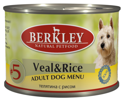Berkley Консервы для собак с телятиной и рисом, 0,200 кг