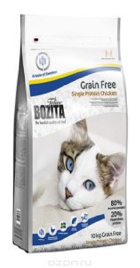 Bozita корм для взрослых кошек всех пород, чувствительное пищеварение, беззерновой, курица 10 кг