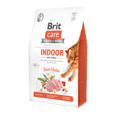 Brit Сухой гипоаллергенный корм Care Cat GF Indoor Anti-stress со свежим мясом курицы для взрослых домашних кошек Антистресс 540846, 7,000 кг, 10000100662
