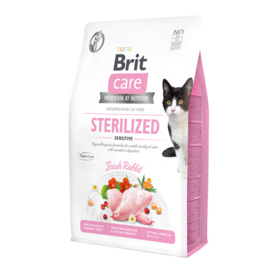 Brit Сухой гипоаллергенный корм Care Cat GF Sterilized Sensitive со свежим мясом кролика для стерилизованных кошек с чувствительным пищеварением 540754, 7 кг , 10100100662