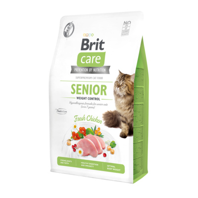 Brit Сухой гипоаллергенный корм Care Cat GF Senior Weight Control со свежим мясом курицы для кошек старше 7 лет Контроль веса 540938, 7 кг , 9500100662