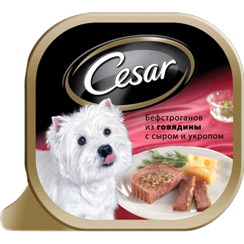 Cesar ВИА Консервы для собак бефстроганов говядина, сыр и укроп 10187875, 0,100 кг, 11491