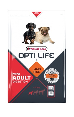 Opti Life (Versele-Laga) Для собак малых пород с чувствительным пищеварением с ягненком и рисом (Opti Life Adult Digestion Mini) 431135, 7,500 кг