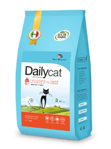 DailyСat Для взрослых кошек с индейкой и рисом 500ДК | Adult Turkey&Rise, 3 кг, 42404