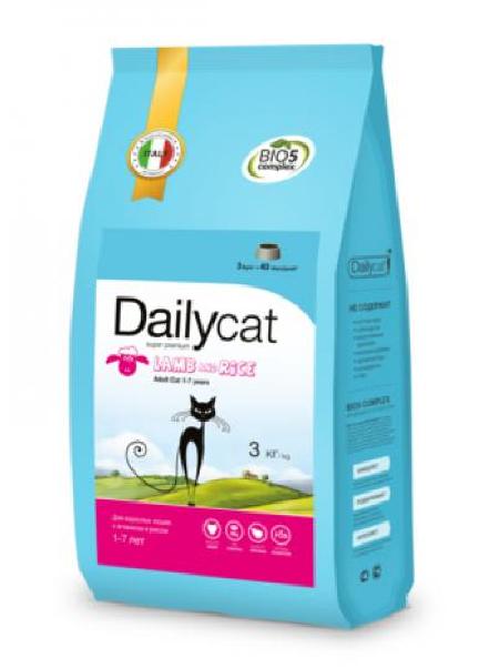 Dailycat корм для взрослых кошек всех пород, с ягненком и рисом 10 кг