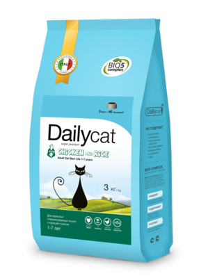 DailyСat Для взрослых стерилизованных кошек с курицей и рисом 507ДК, 3,000 кг