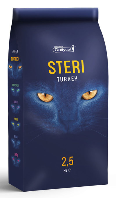 Dailycat Unique line STERI Turkey 2,5кг -корм для стерилизованных кошек с индейкой 2,5кг ПАКЕТ , 18200100668
