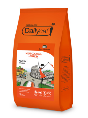 DailyСat Для взрослых кошек мясной коктейль с индейкой 737ДКк, 3,000 кг