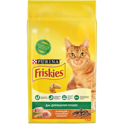Friskies Сухой корм для домашних кошек с курицей и овощами (INDOOR Cat Chicken&vegetables) 1227433012384641 | Indoor Cat Chicken & Vegetables, 1,5 кг 