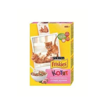 Friskies Сухой корм для котят с курицей морковью и молоком - 1215249412384608, 0,4 кг 