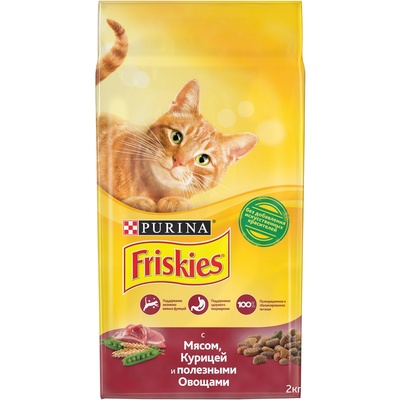 Friskies Сухой корм для кошек с мясом, курицей и овощами 1205361712384638, 10 кг 