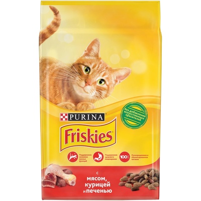 Friskies Сухой корм для кошек с  мясом, курицей и печенью 1215059512384636, 10 кг, 25459, 500100670