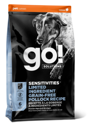 GO! ВИА Беззерновой для щенков и собак с минтаем для чувст. пищеварения (GO! SENSITIVITIES Limited Ingredient Grain Free Pollock Recipe DF  24/12) 1303105, 9,980 кг, 37558