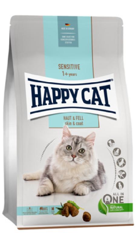 Happy cat Сухой корм для взрослых кошек Сенситив Кожа и Шерсть 70599 0,3 кг 57010, 10300100680